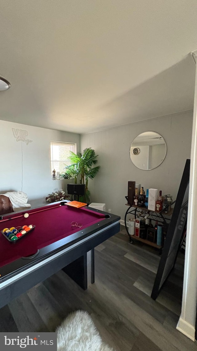 playroom featuring wood finished floors and pool table