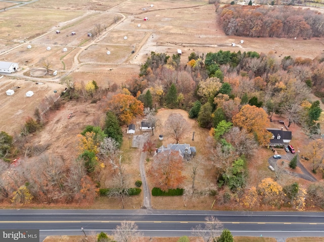 bird's eye view with a rural view