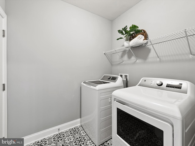 laundry room featuring washing machine and clothes dryer