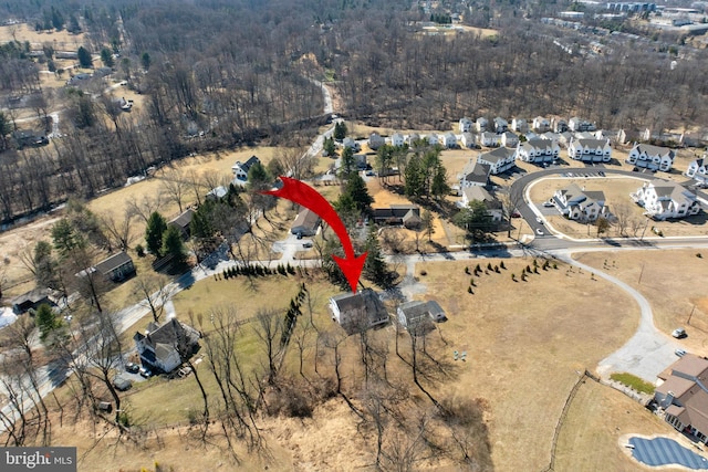 aerial view featuring a residential view