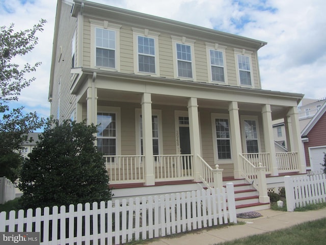 view of front of property featuring covered porch