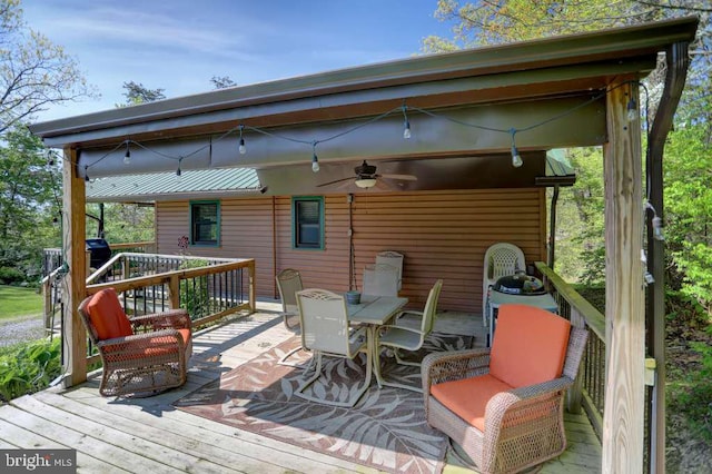 wooden terrace with ceiling fan