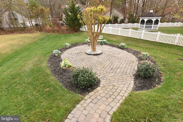 view of yard with a gazebo