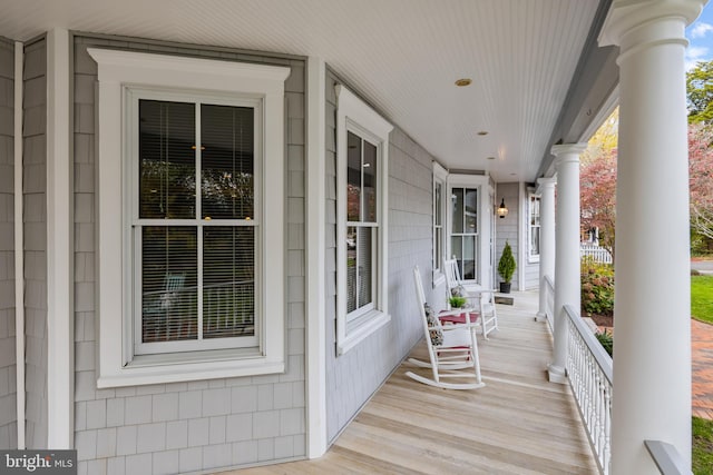 wooden terrace with covered porch