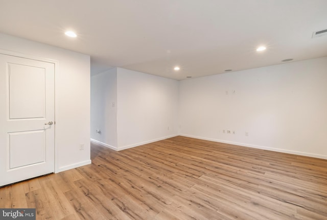 interior space with light hardwood / wood-style floors