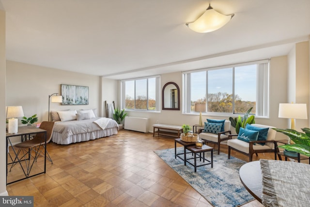 bedroom with radiator heating unit