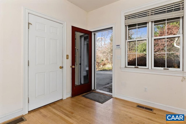 entryway featuring light hardwood / wood-style flooring and a healthy amount of sunlight