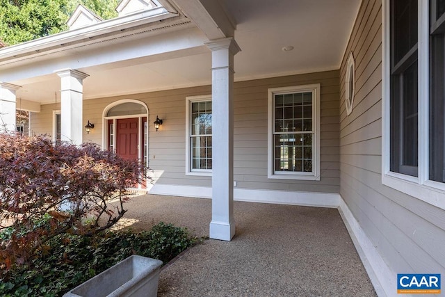 entrance to property with covered porch