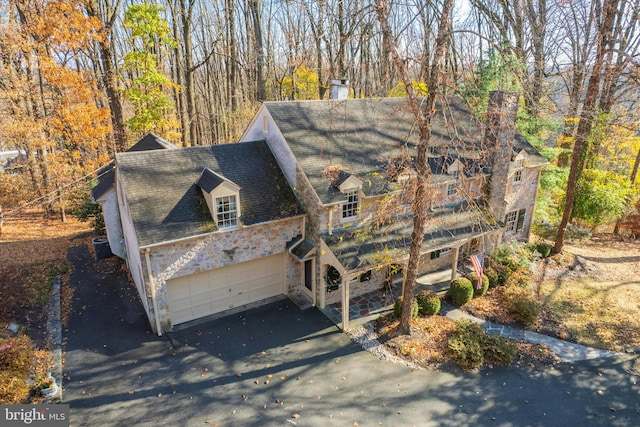 exterior space with a garage