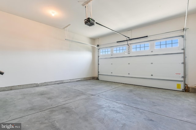 garage with a garage door opener