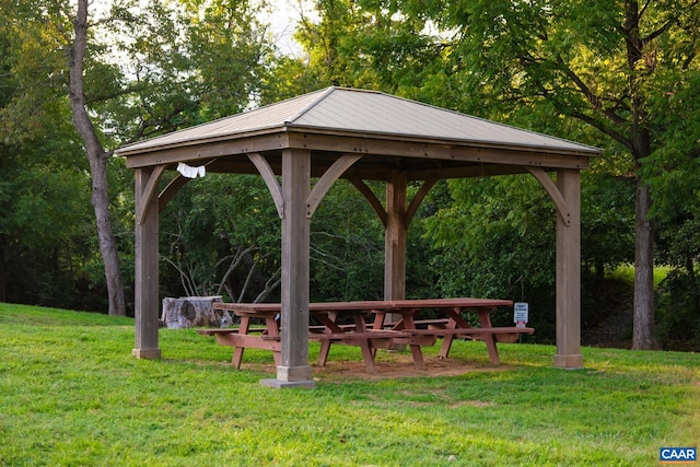 view of community with a gazebo and a yard