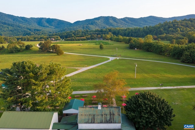 exterior space featuring a mountain view and a rural view