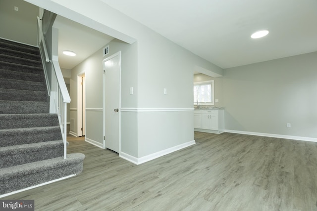 interior space with light hardwood / wood-style flooring