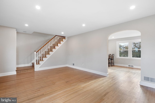 unfurnished living room featuring light hardwood / wood-style floors