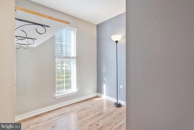 empty room featuring a wealth of natural light and light hardwood / wood-style floors