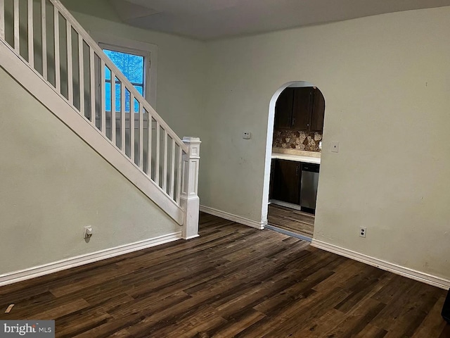 interior space with dark hardwood / wood-style floors