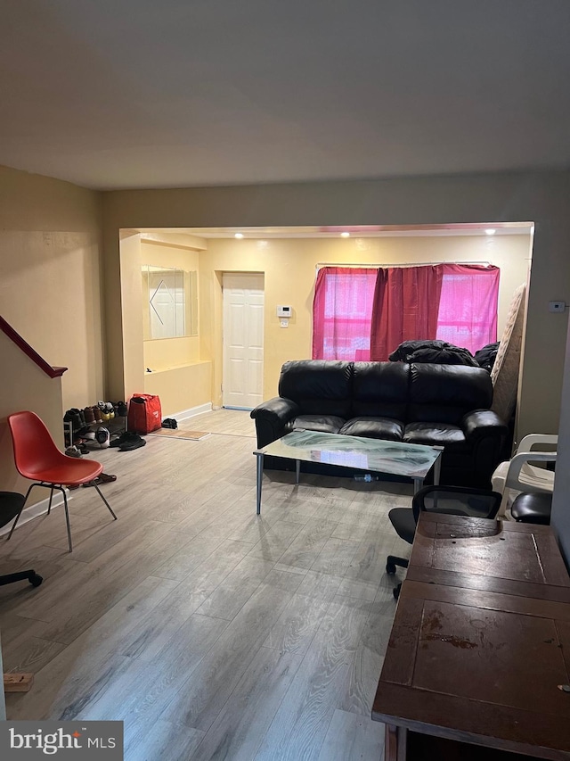 living room with light wood-type flooring