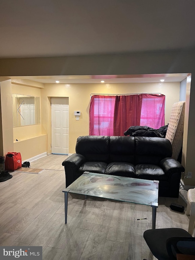 living room featuring light wood-type flooring