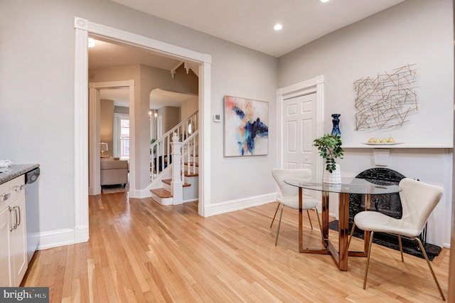 dining room featuring light hardwood / wood-style flooring