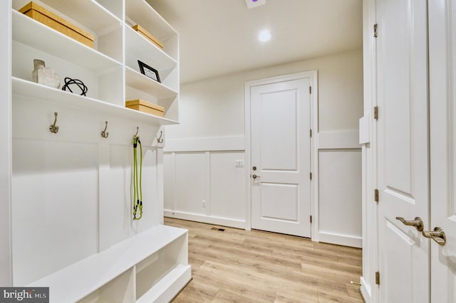 mudroom with light wood-type flooring