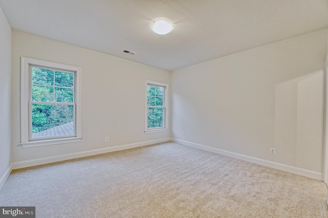 spare room with light colored carpet and a wealth of natural light