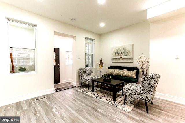 sitting room featuring light wood-type flooring