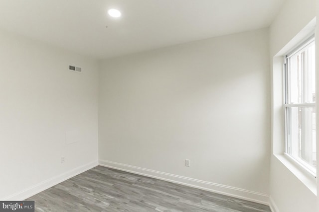 spare room featuring wood-type flooring