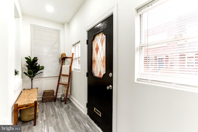 entryway with light hardwood / wood-style floors