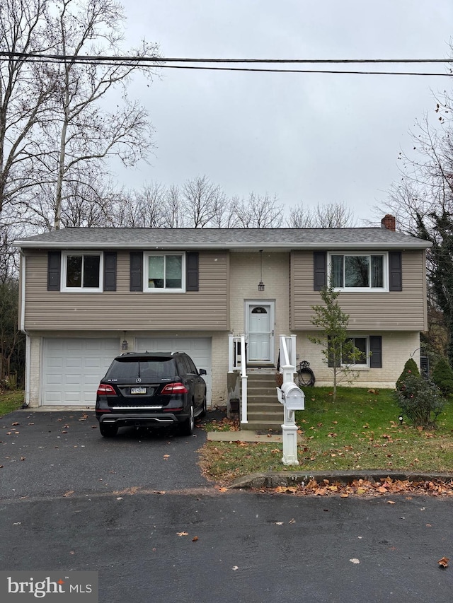 bi-level home with a garage