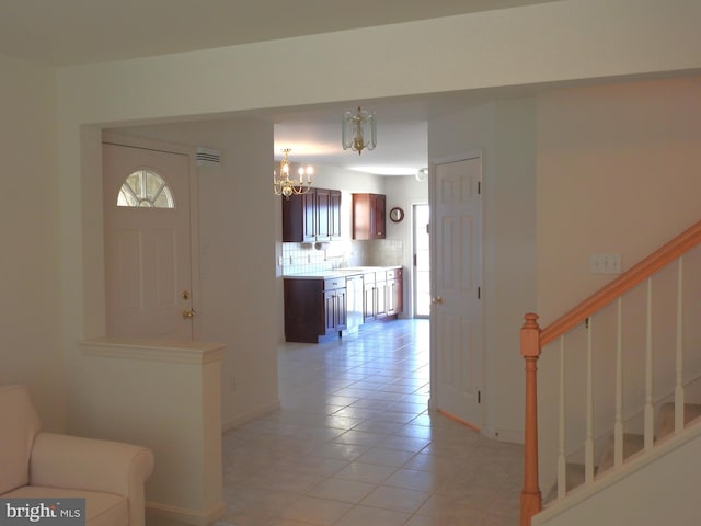 interior space with a chandelier