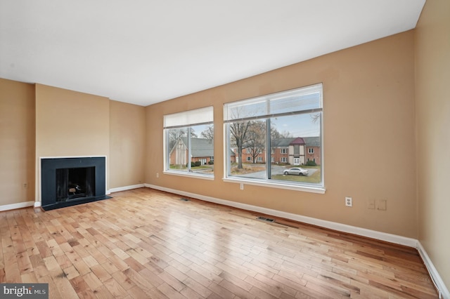 unfurnished living room featuring light hardwood / wood-style floors