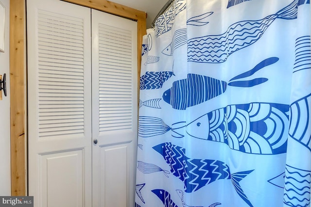 bathroom featuring a shower with curtain