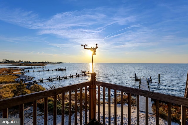 view of dock featuring a water view