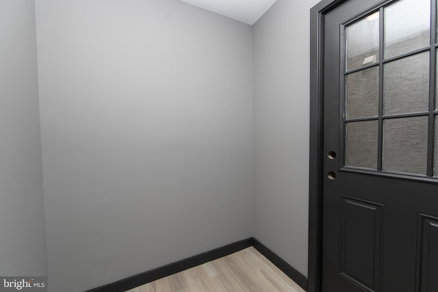 doorway to outside featuring light wood-type flooring