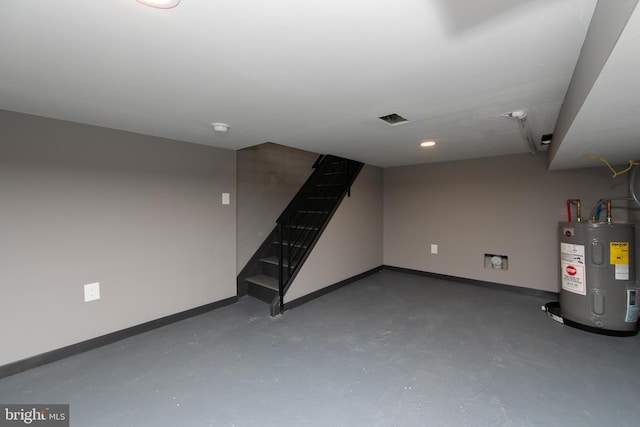 basement featuring water heater