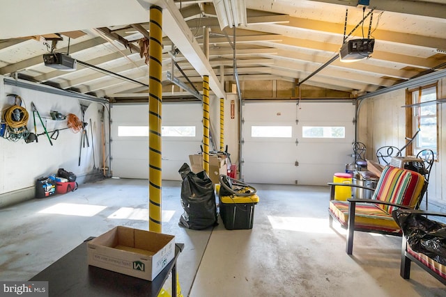 garage with a garage door opener