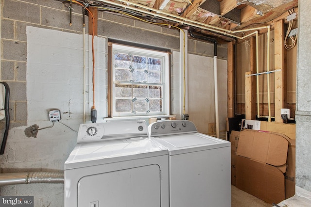 washroom featuring washer and clothes dryer