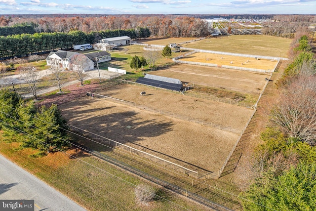 drone / aerial view with a rural view