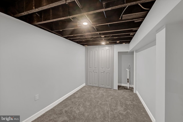 basement with carpet floors