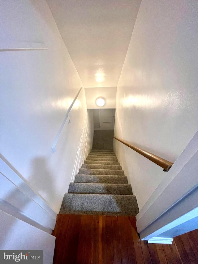 stairs featuring wood-type flooring