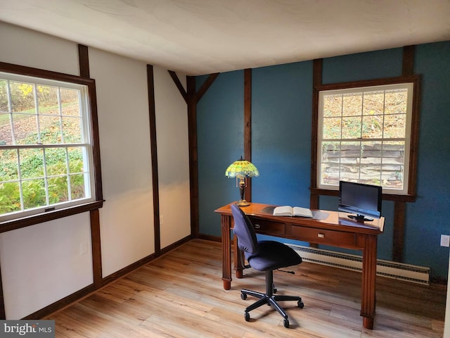 office with light hardwood / wood-style floors