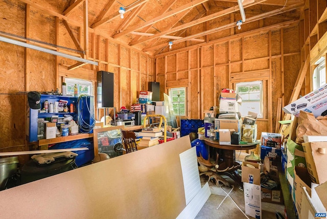 interior space featuring plenty of natural light and vaulted ceiling