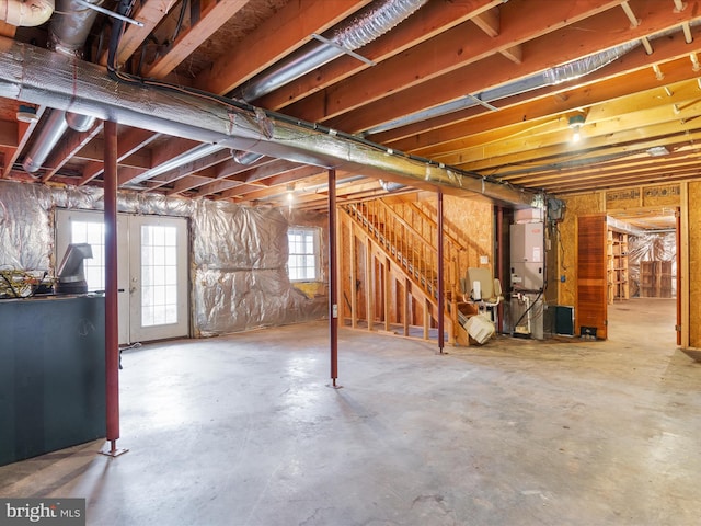 basement featuring heating unit