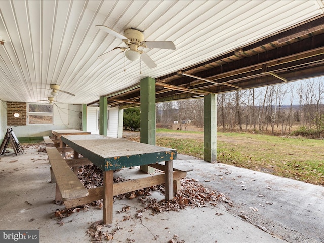 view of patio / terrace featuring ceiling fan