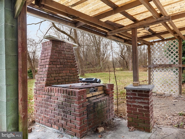 view of patio featuring an outdoor kitchen