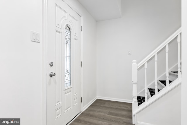 foyer entrance with dark wood-type flooring