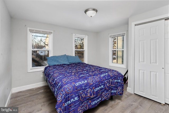 bedroom with hardwood / wood-style flooring