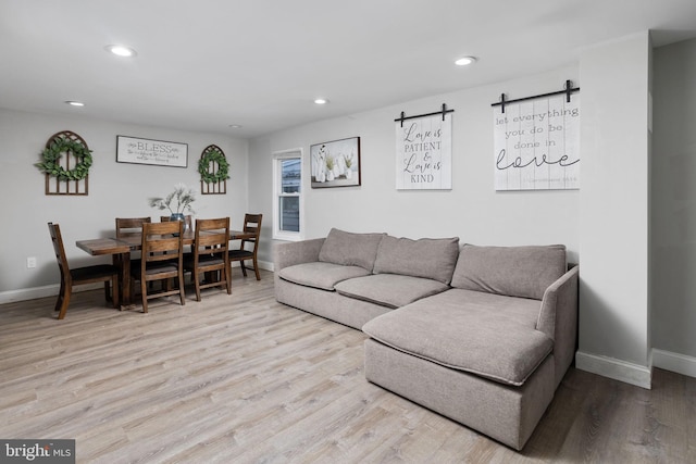 living room featuring light hardwood / wood-style floors