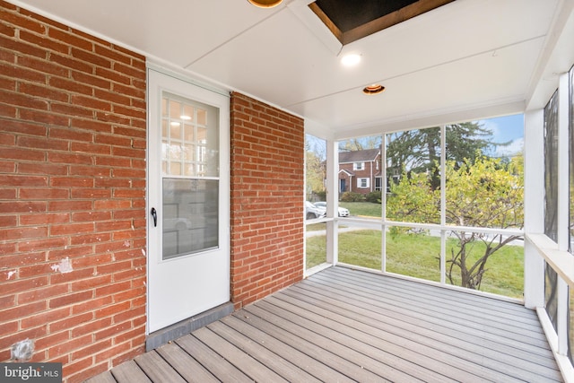 view of unfurnished sunroom