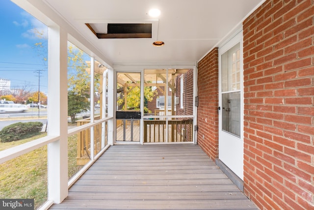 view of unfurnished sunroom